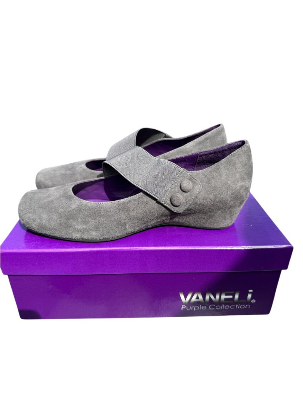 Vaneli Grey Suede Mabel Wedge 8.5 M NIB